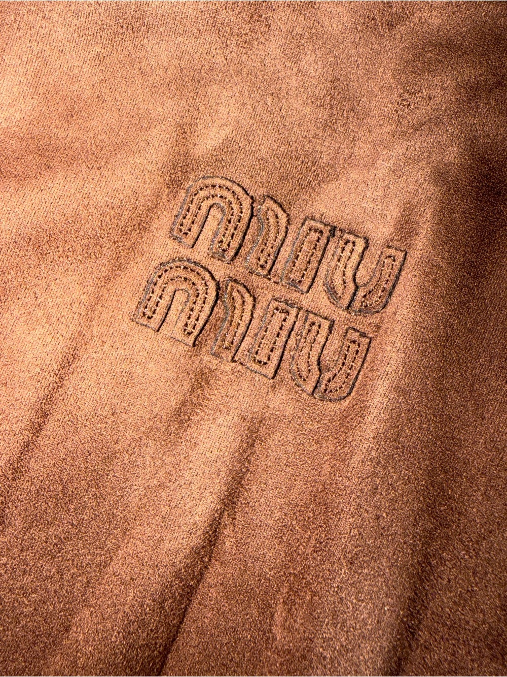 Miu Miu Brown Suede Mini Skirt Set with Contrast Trim - Picture 6 of 9
